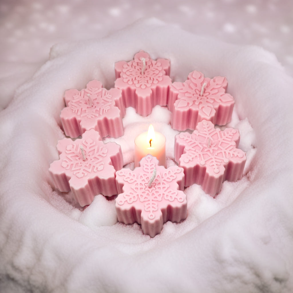 Snowflakes Shaped Soy Scented Candles (Set of 6) - Christmas Decor