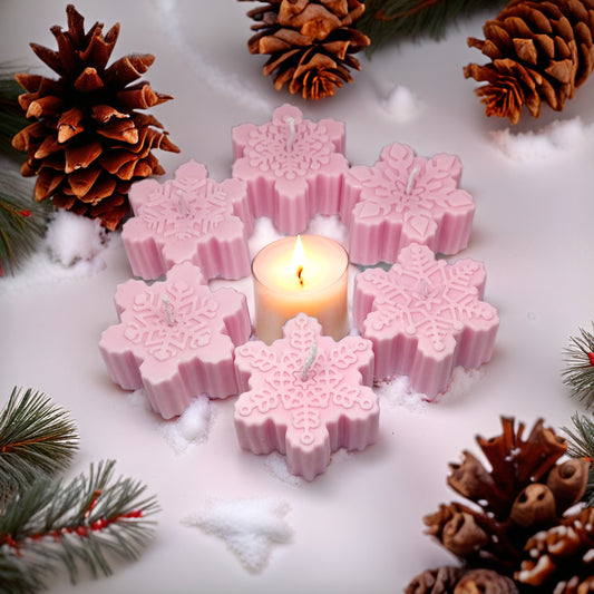 Snowflakes Shaped Soy Scented Candles (Set of 6) - Christmas Decor