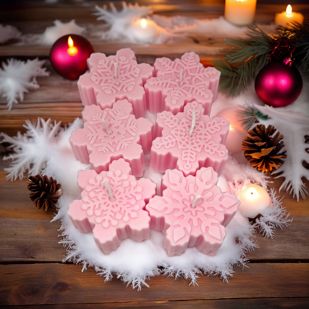 Snowflakes Shaped Soy Scented Candles (Set of 6) - Christmas Decor
