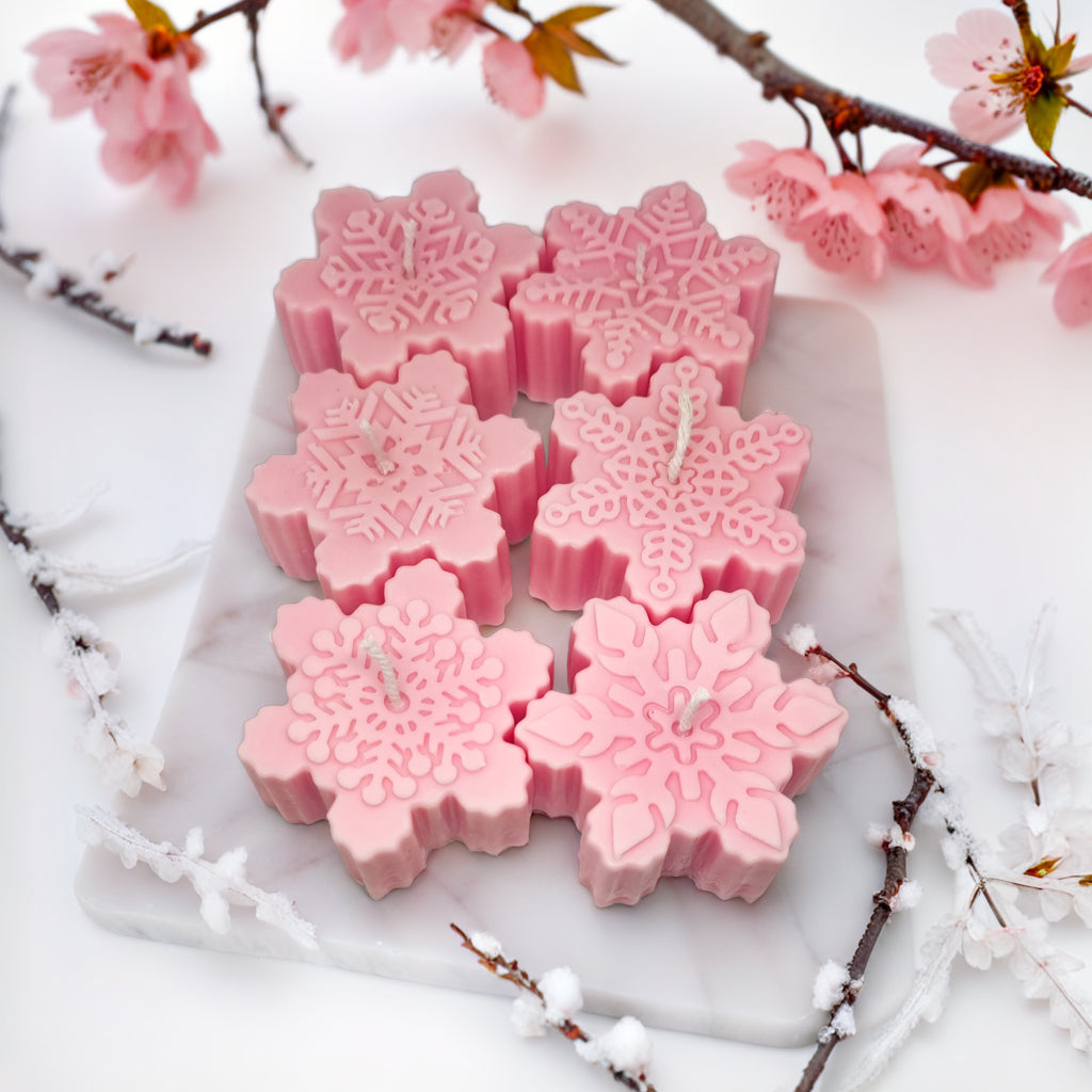 Snowflakes Shaped Soy Scented Candles (Set of 6) - Christmas Decor