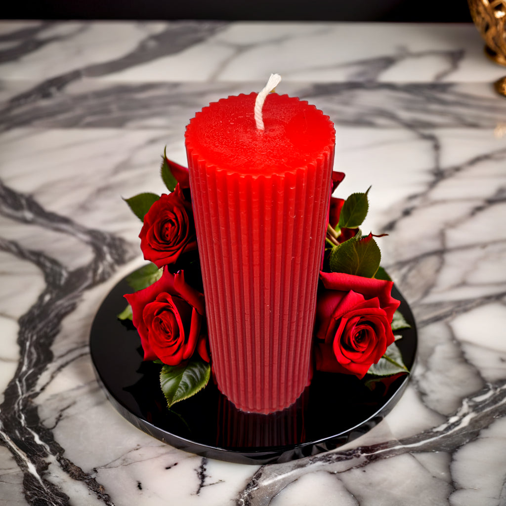 Ribbed Pillar Soy Wax Scented Candle