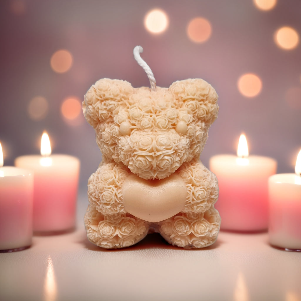 Rose Bear with Heart Scented Soy Candle