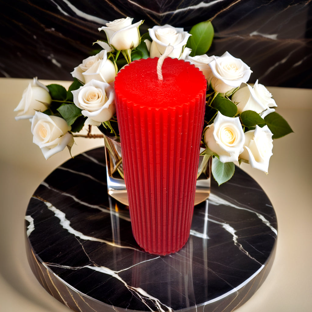 Ribbed Pillar Soy Wax Scented Candle