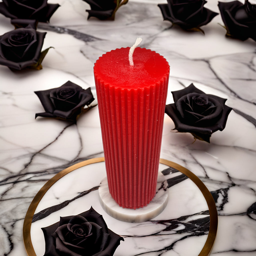Ribbed Pillar Soy Wax Scented Candle
