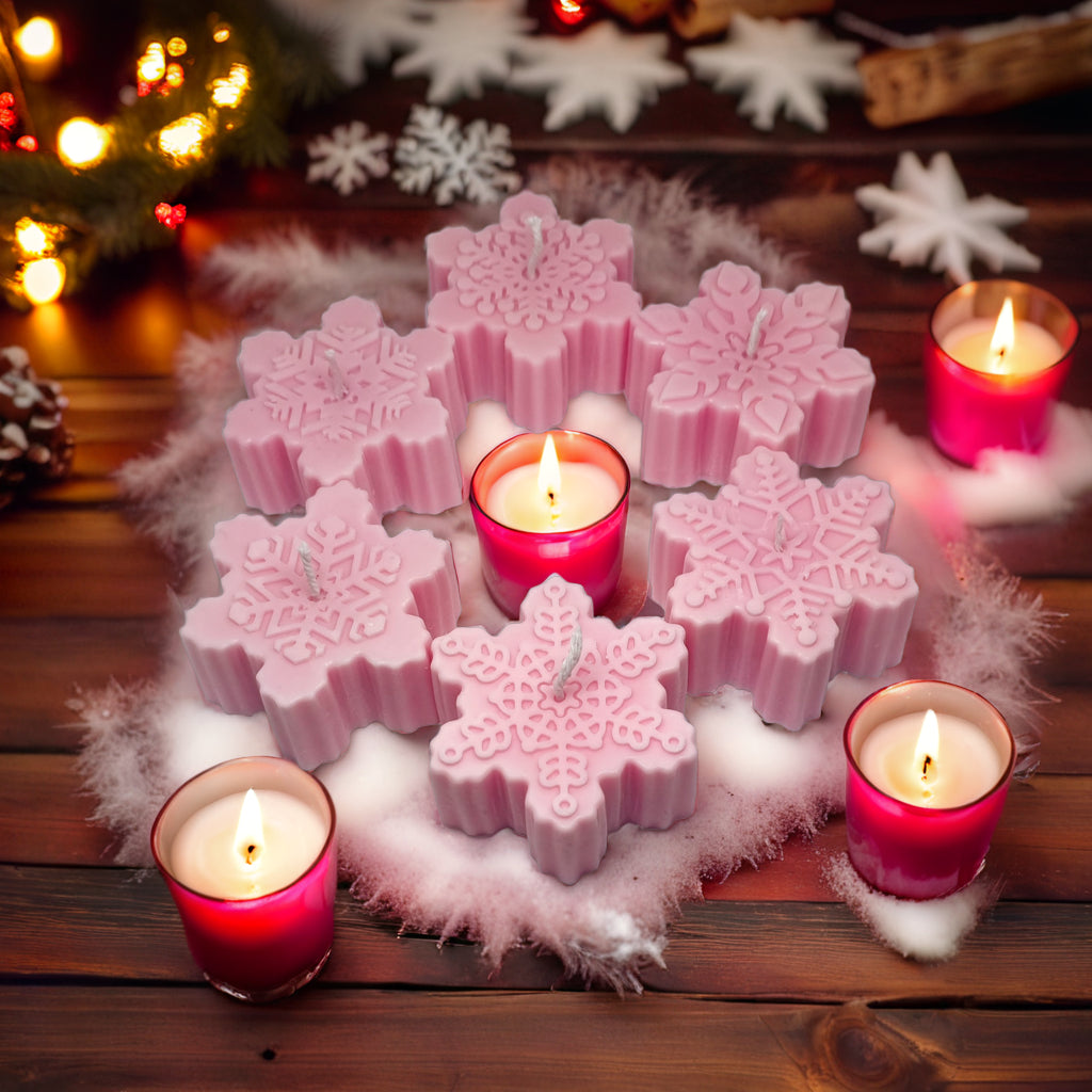 Snowflakes Shaped Soy Scented Candles (Set of 6) - Christmas Decor