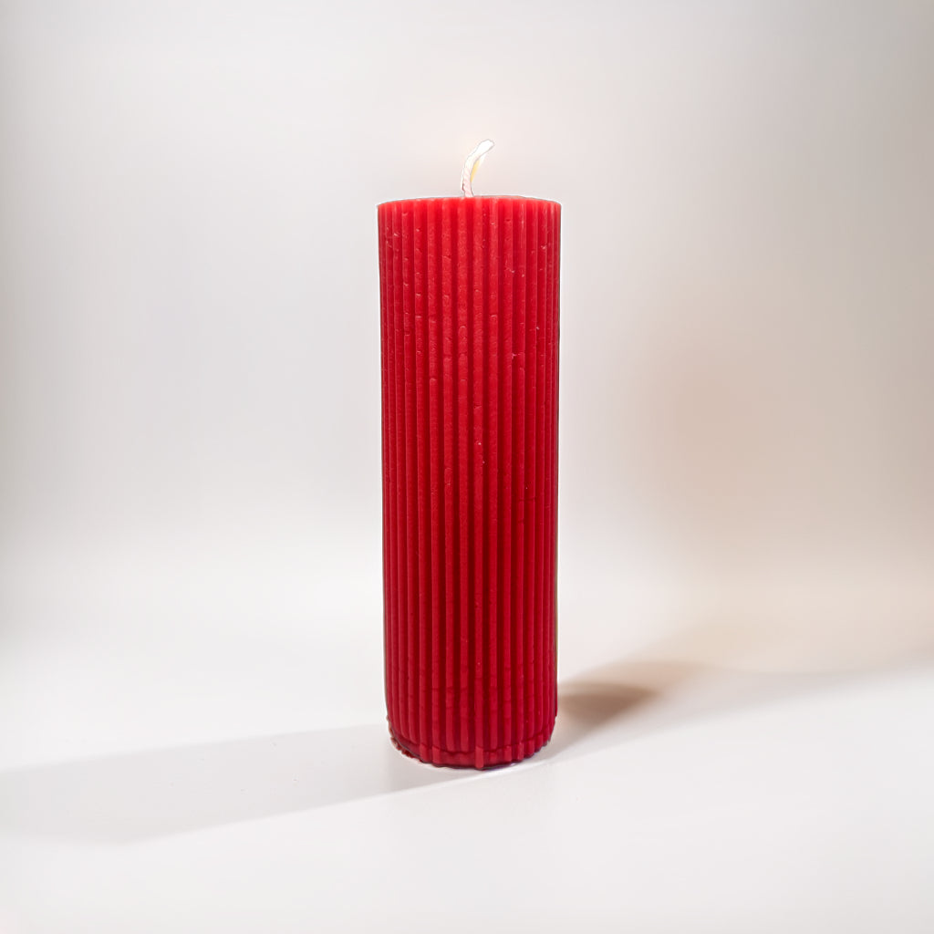 Ribbed Pillar Soy Wax Scented Candle
