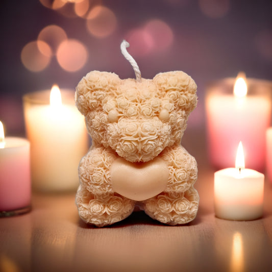Rose Bear with Heart Scented Soy Candle