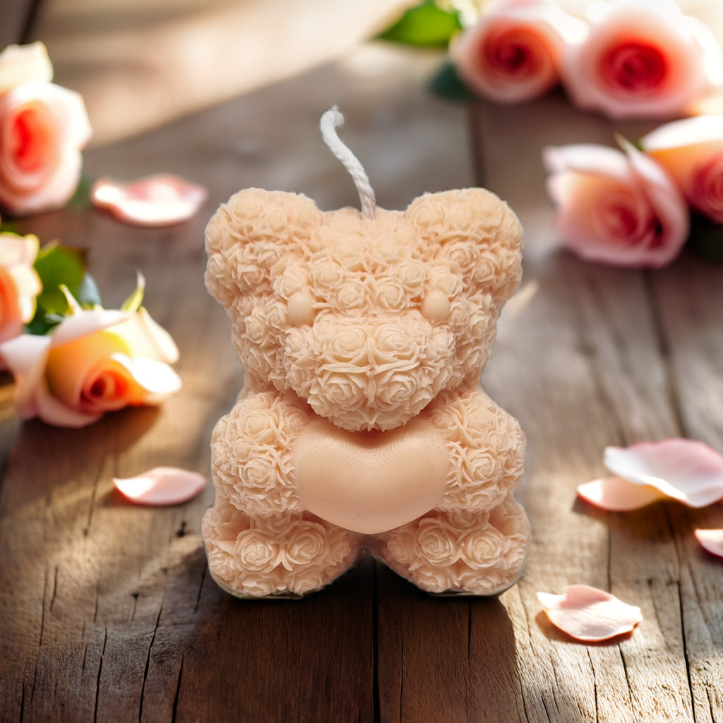 Rose Bear with Heart Scented Soy Candle