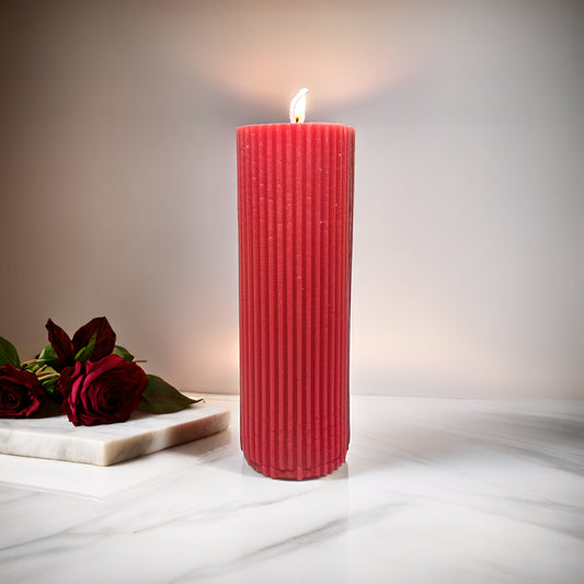 Ribbed Pillar Soy Wax Scented Candle