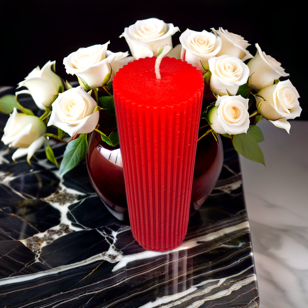 Ribbed Pillar Soy Wax Scented Candle