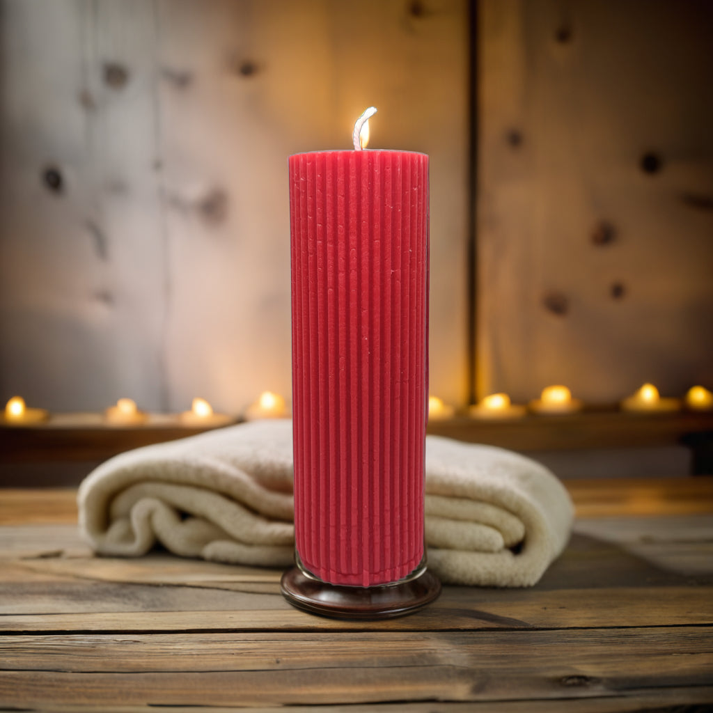 Ribbed Pillar Soy Wax Scented Candle