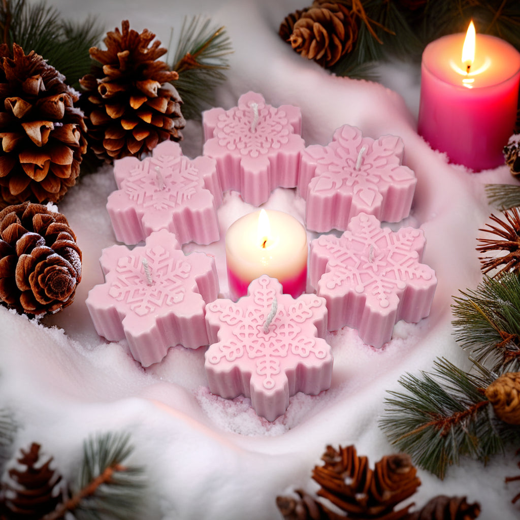 Snowflakes Shaped Soy Scented Candles (Set of 6) - Christmas Decor