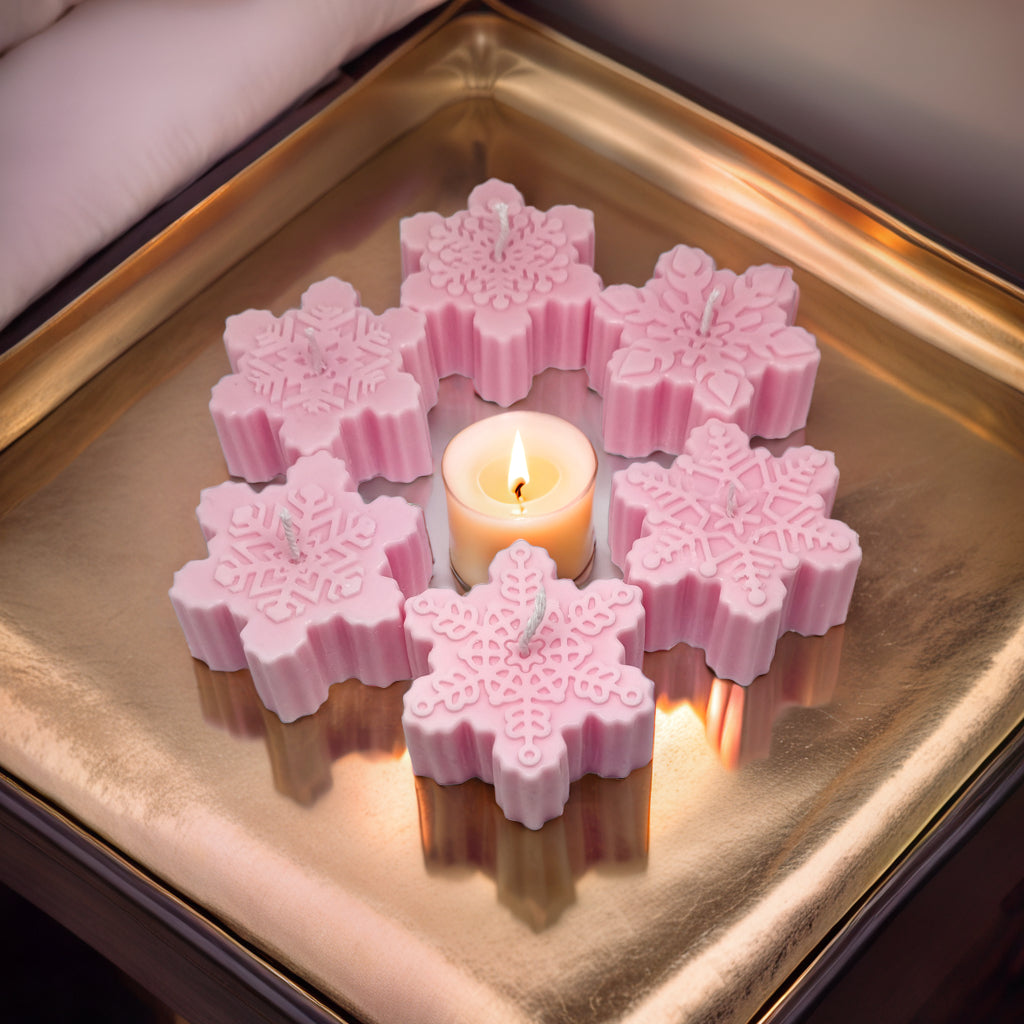 Snowflakes Shaped Soy Scented Candles (Set of 6) - Christmas Decor