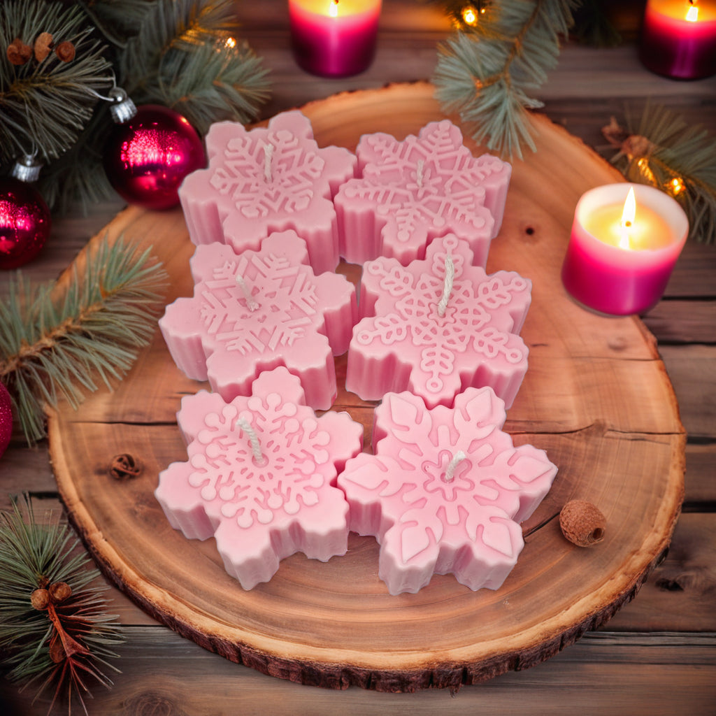 Snowflakes Shaped Soy Scented Candles (Set of 6) - Christmas Decor