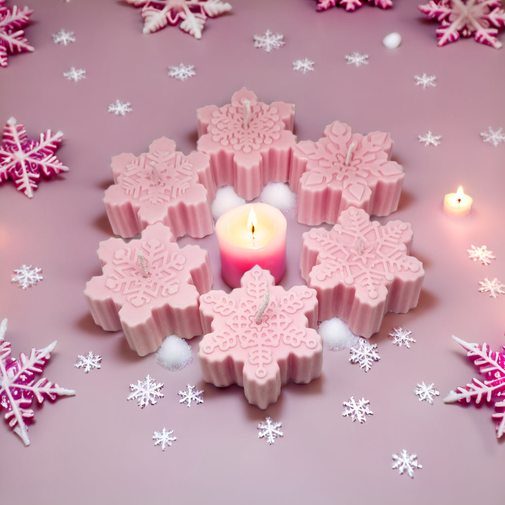 Snowflakes Shaped Soy Scented Candles (Set of 6) - Christmas Decor