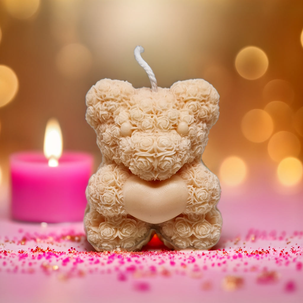 Rose Bear with Heart Scented Soy Candle