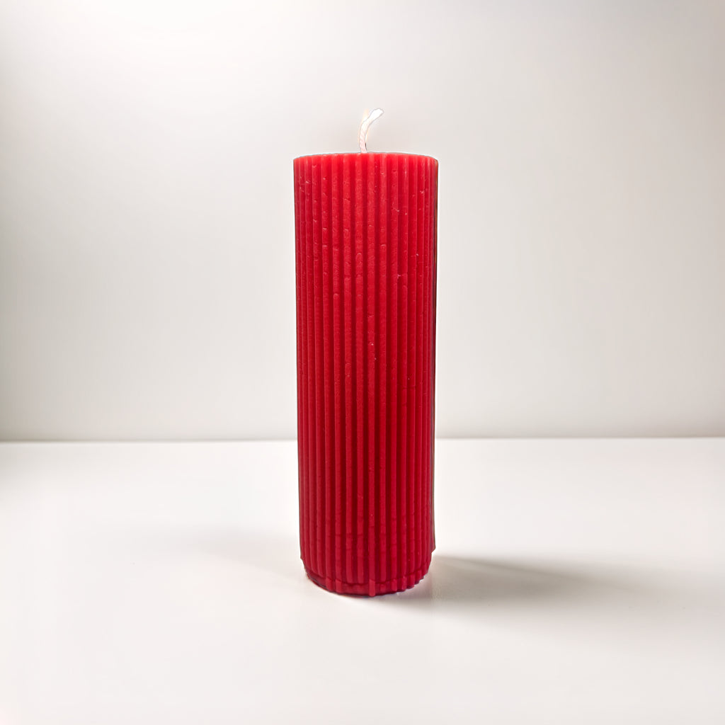 Ribbed Pillar Soy Wax Scented Candle