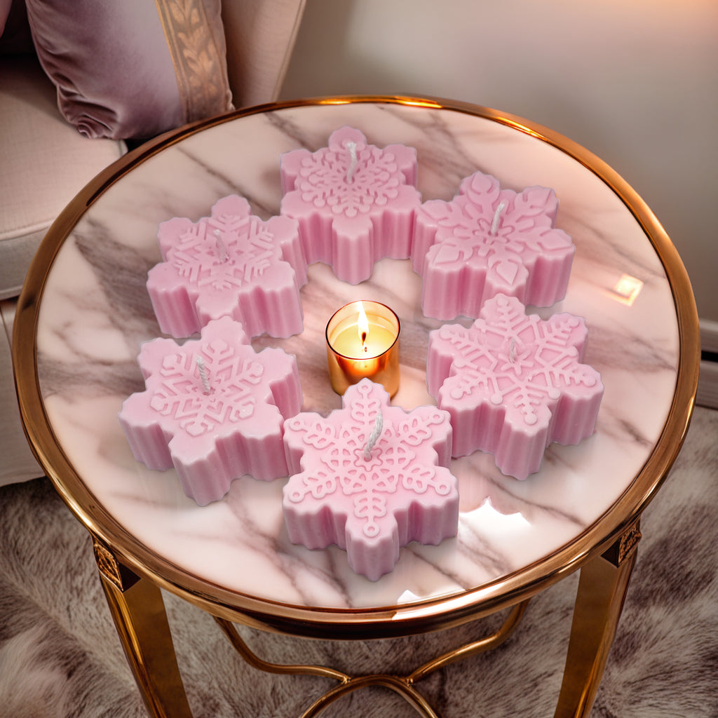 Snowflakes Shaped Soy Scented Candles (Set of 6) - Christmas Decor
