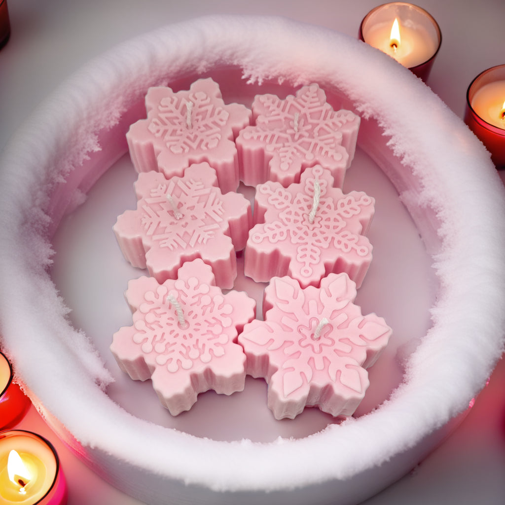 Snowflakes Shaped Soy Scented Candles (Set of 6) - Christmas Decor