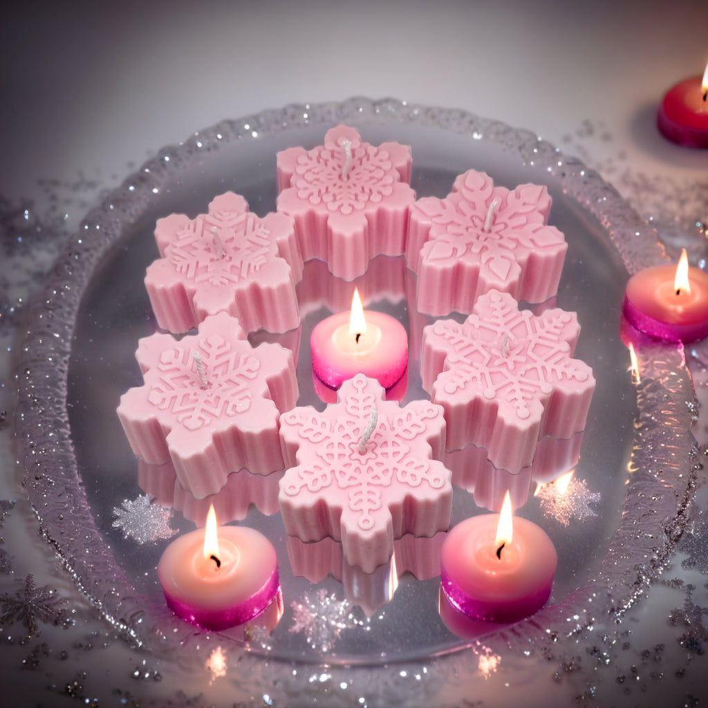 Snowflakes Shaped Soy Scented Candles (Set of 6) - Christmas Decor
