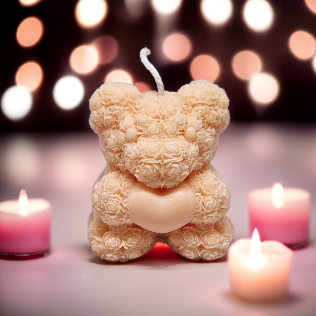 Rose Bear with Heart Scented Soy Candle