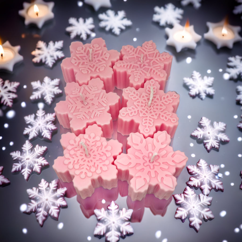 Snowflakes Shaped Soy Scented Candles (Set of 6) - Christmas Decor