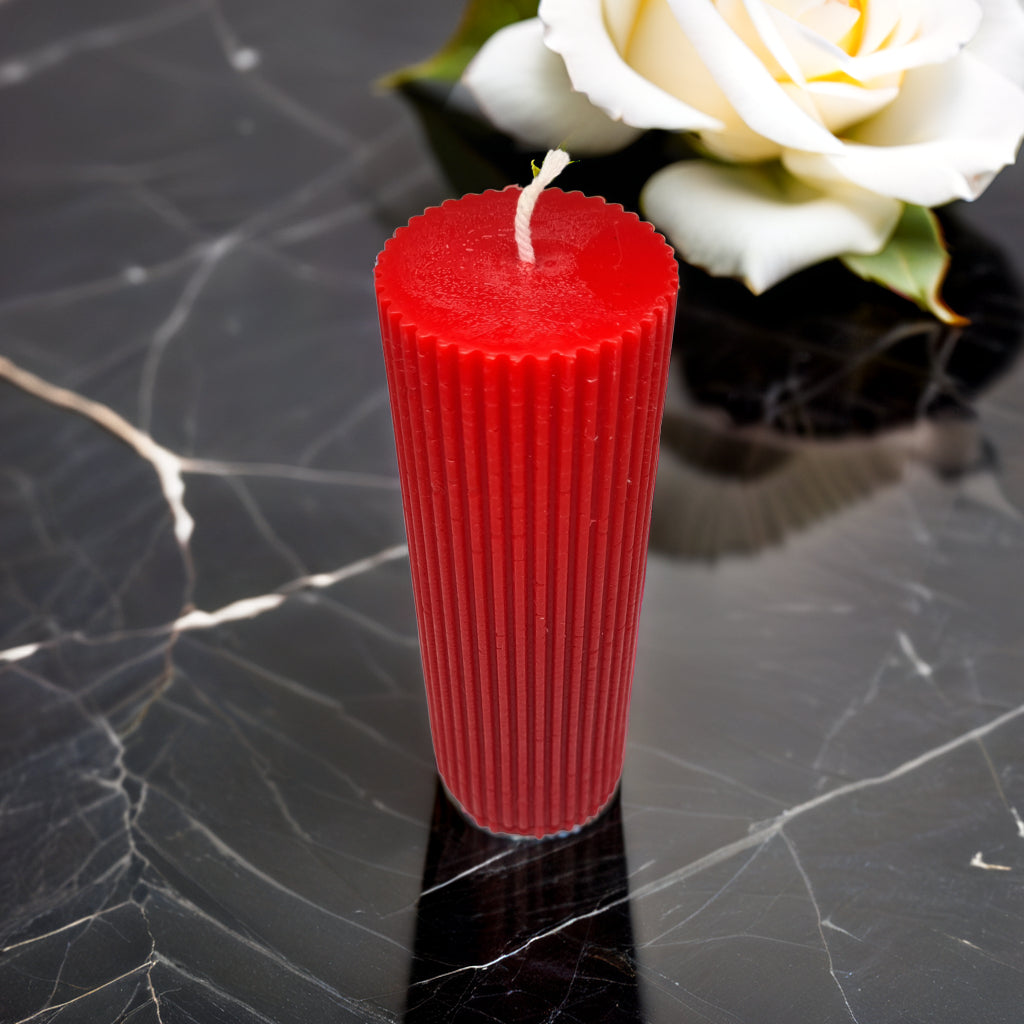 Ribbed Pillar Soy Wax Scented Candle