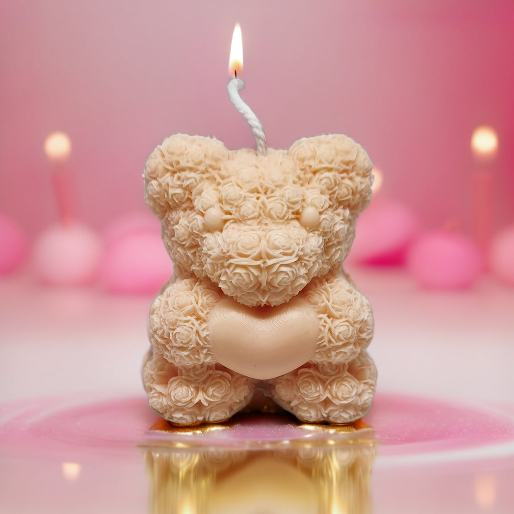 Rose Bear with Heart Scented Soy Candle