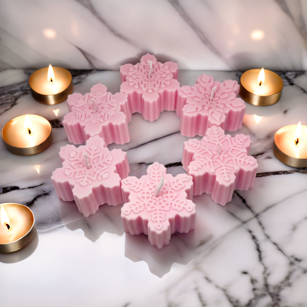 Snowflakes Shaped Soy Scented Candles (Set of 6) - Christmas Decor