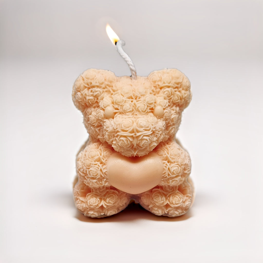 Rose Bear with Heart Scented Soy Candle