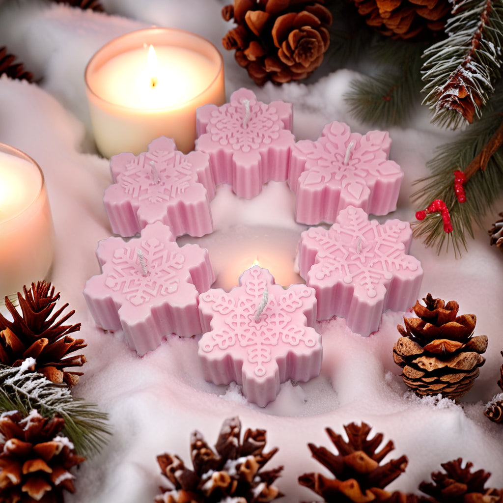 Snowflakes Shaped Soy Scented Candles (Set of 6) - Christmas Decor