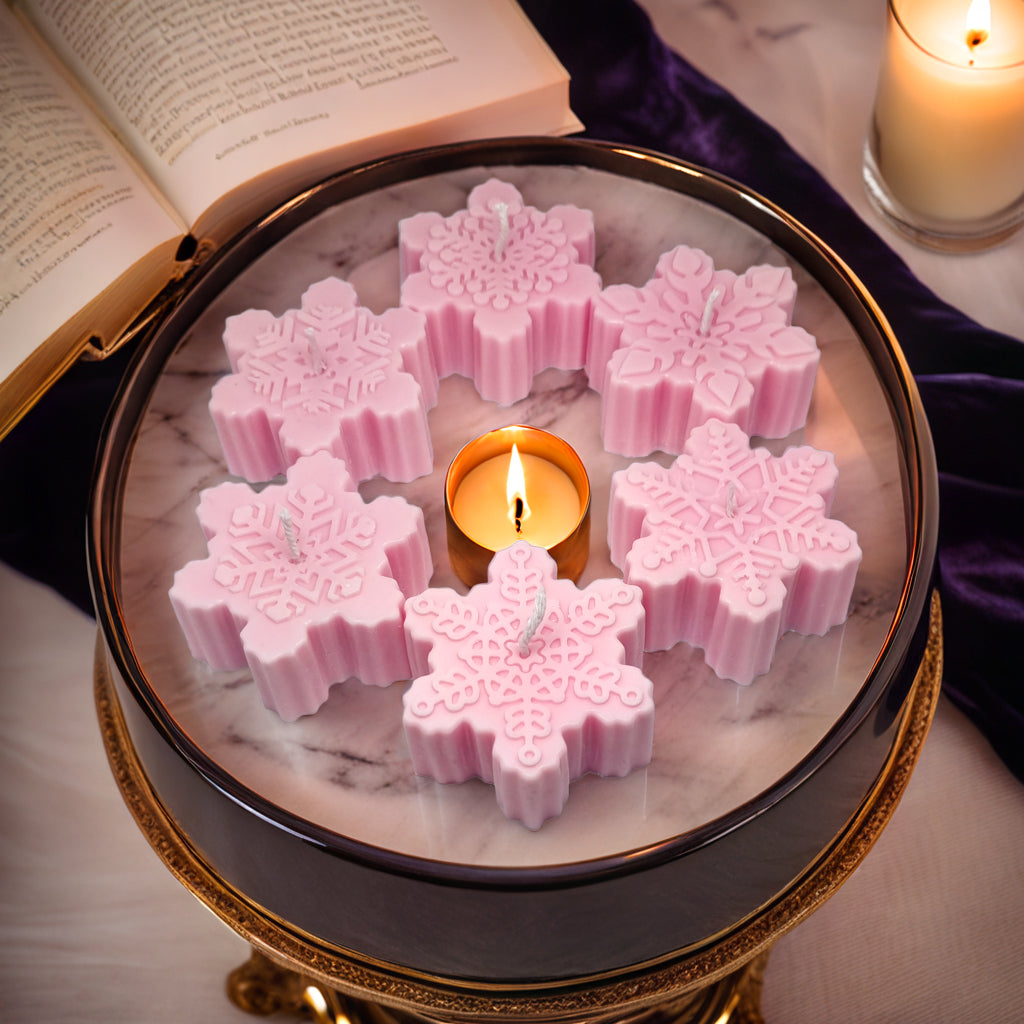 Snowflakes Shaped Soy Scented Candles (Set of 6) - Christmas Decor