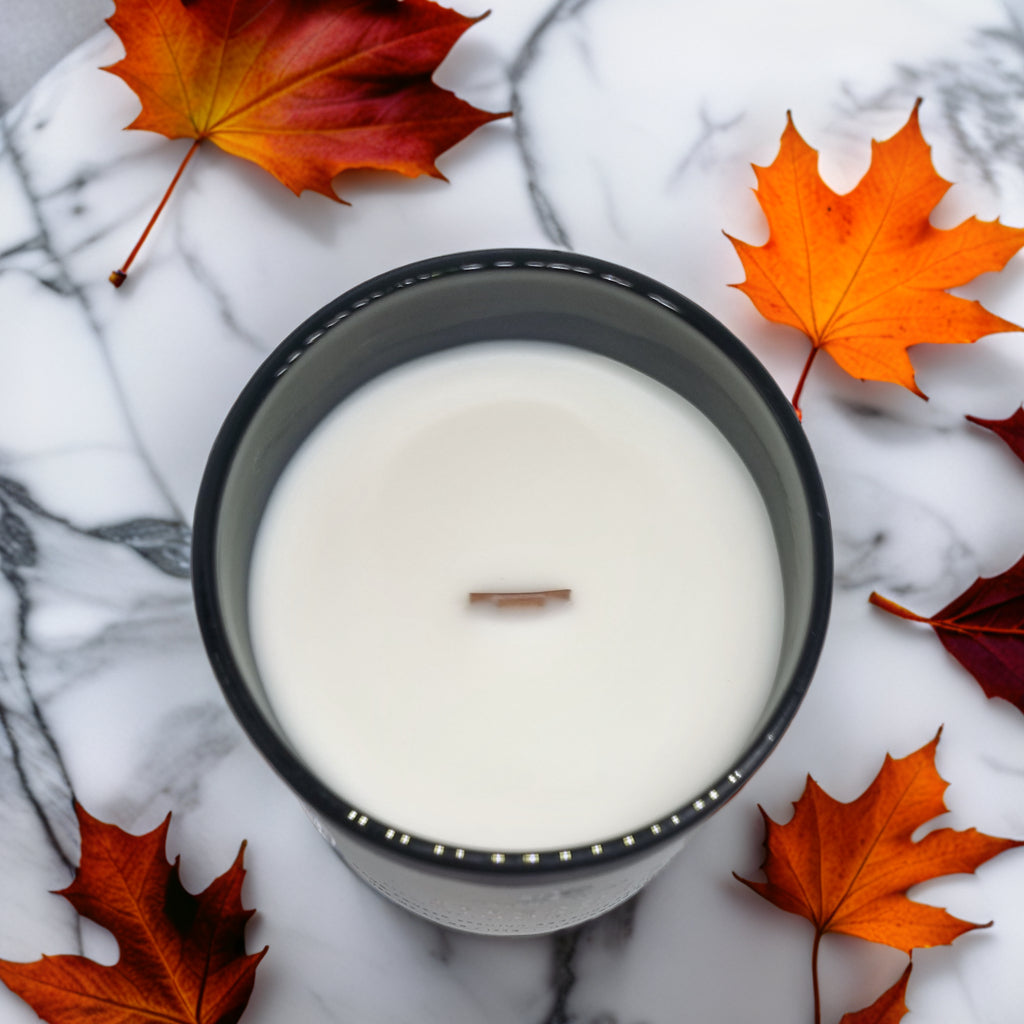 Hand Poured Premium Coconut Soy Wax Glass Candle | Bergamot Cinnamon | 30-35 Hours | 190 grams | Scented Candle | Wooden Wick Candle