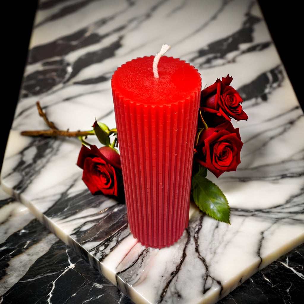 Ribbed Pillar Soy Wax Scented Candle