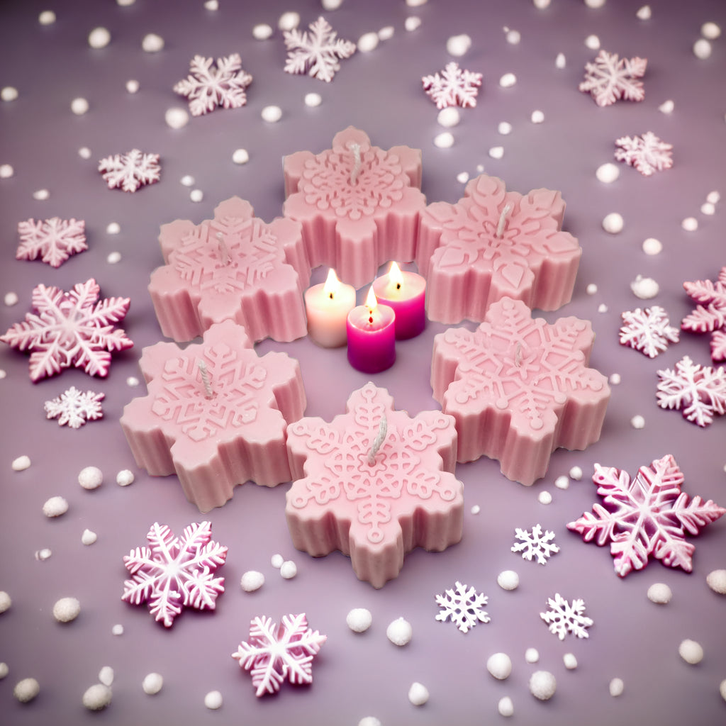 Snowflakes Shaped Soy Scented Candles (Set of 6) - Christmas Decor