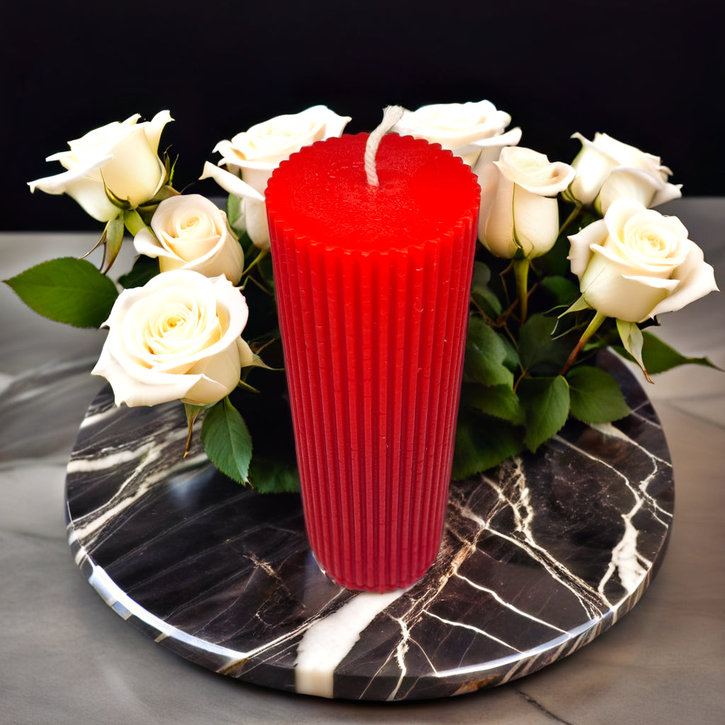 Ribbed Pillar Soy Wax Scented Candle