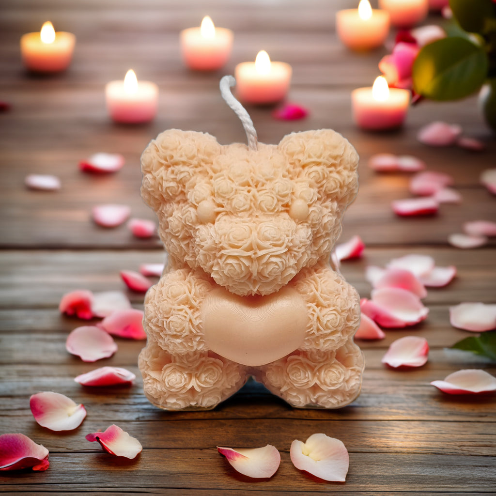 Rose Bear with Heart Scented Soy Candle