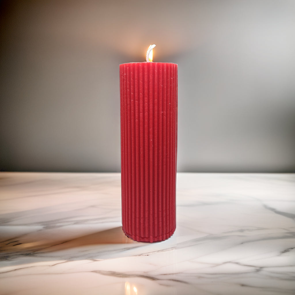 Ribbed Pillar Soy Wax Scented Candle