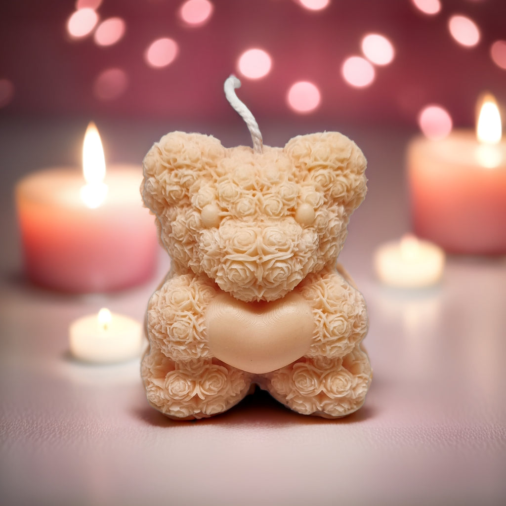 Rose Bear with Heart Scented Soy Candle