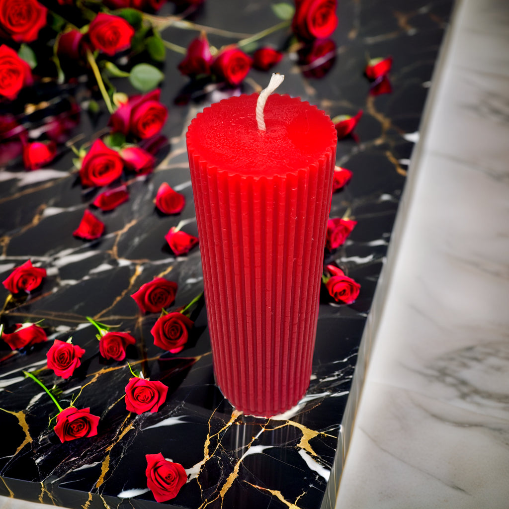 Ribbed Pillar Soy Wax Scented Candle
