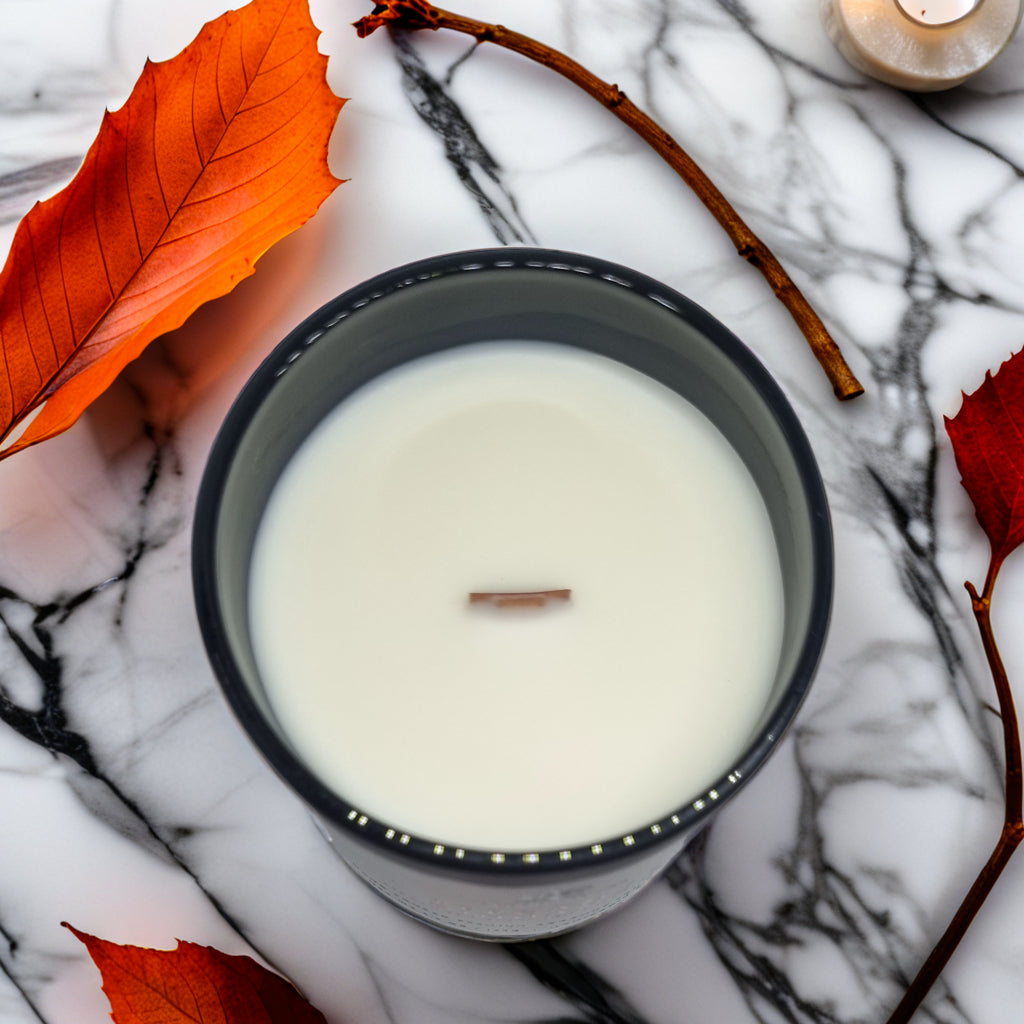 Hand Poured Premium Coconut Soy Wax Glass Candle | Bergamot Cinnamon | 30-35 Hours | 190 grams | Scented Candle | Wooden Wick Candle