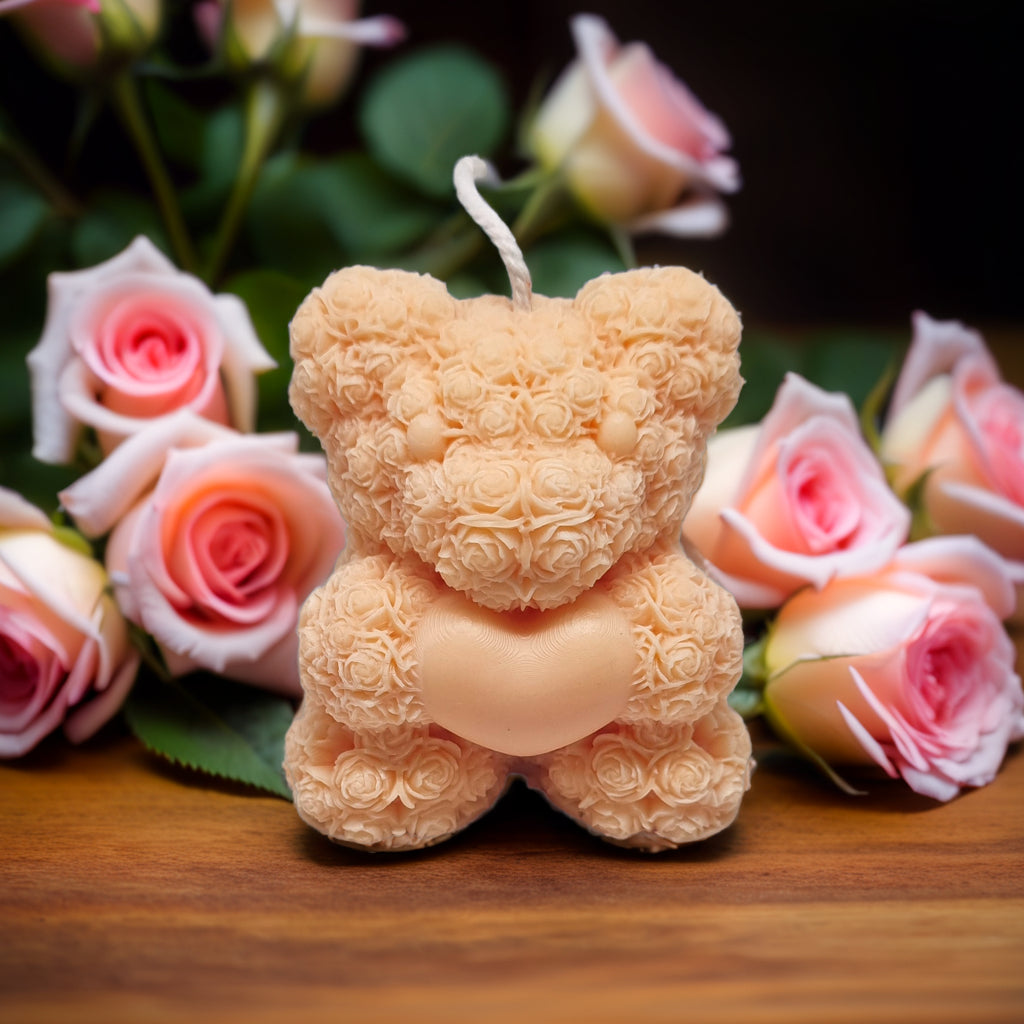 Rose Bear with Heart Scented Soy Candle