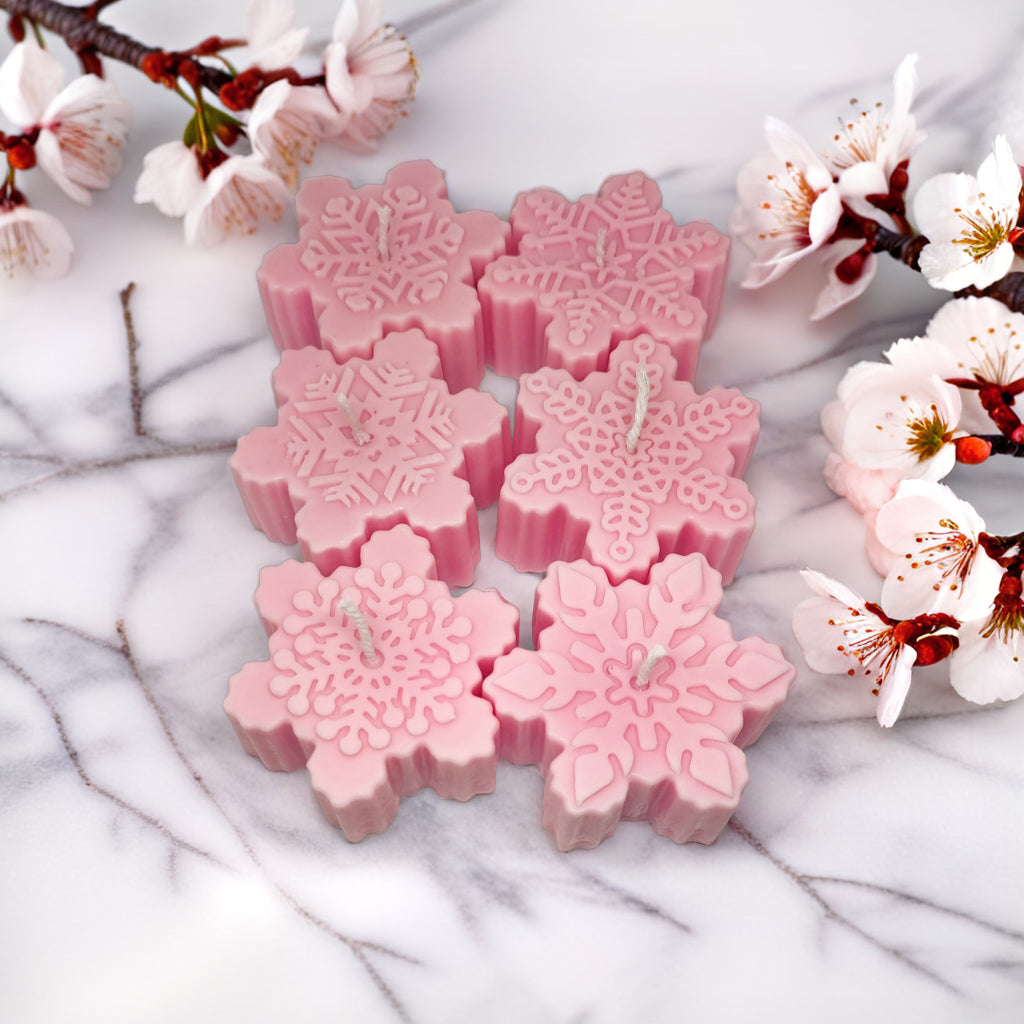 Snowflakes Shaped Soy Scented Candles (Set of 6) - Christmas Decor