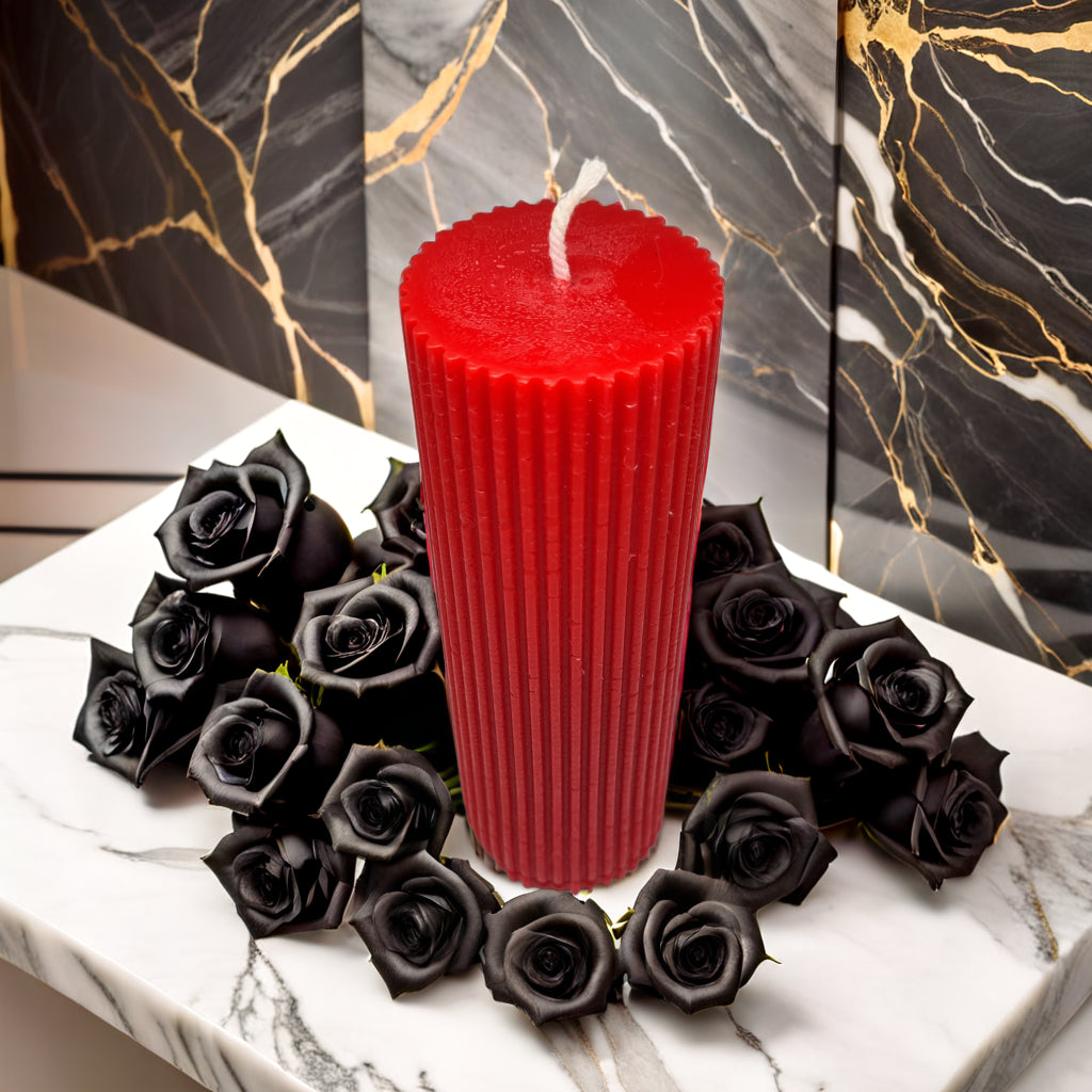 Ribbed Pillar Soy Wax Scented Candle