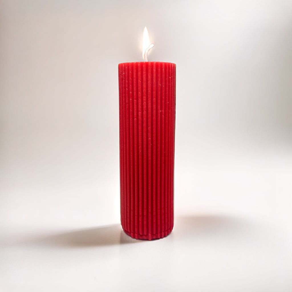 Ribbed Pillar Soy Wax Scented Candle