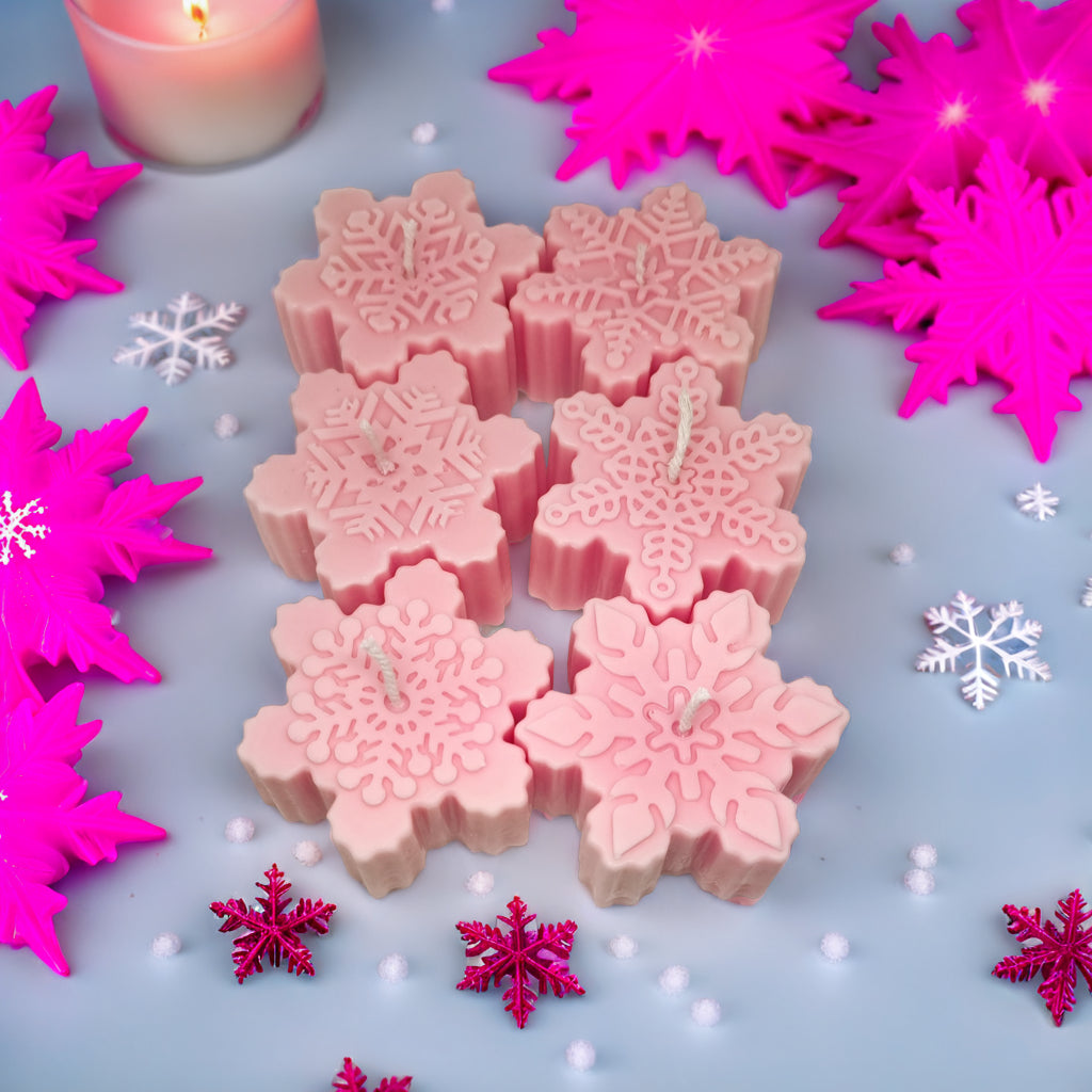 Snowflakes Shaped Soy Scented Candles (Set of 6) - Christmas Decor