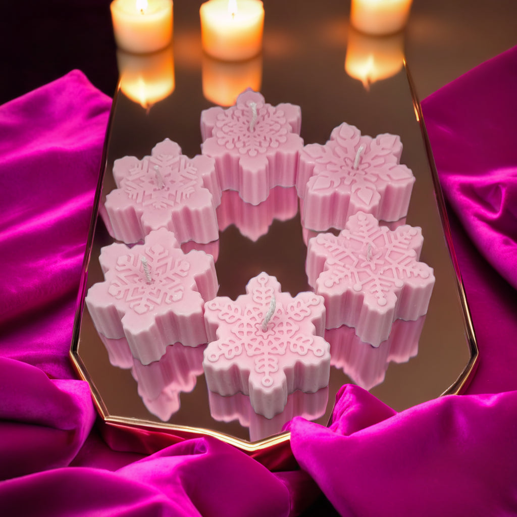 Snowflakes Shaped Soy Scented Candles (Set of 6) - Christmas Decor
