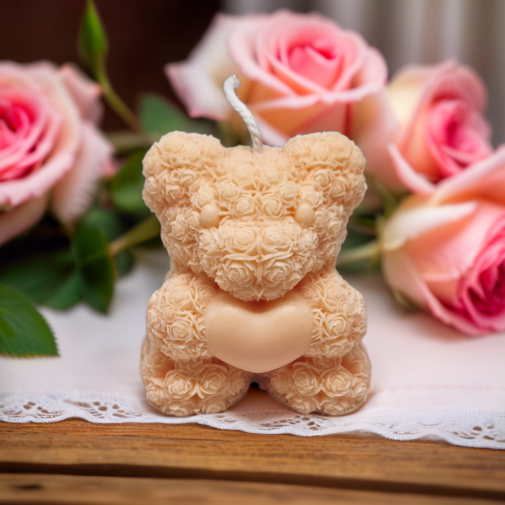 Rose Bear with Heart Scented Soy Candle