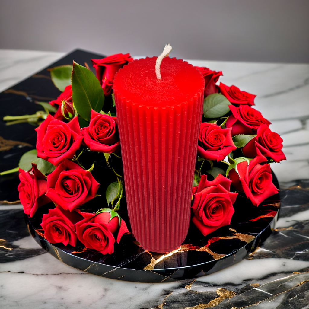 Ribbed Pillar Soy Wax Scented Candle